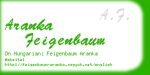 aranka feigenbaum business card